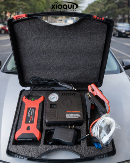 HIGH POWER: Arrancador + compresor + power bank, Kit de Emergencia